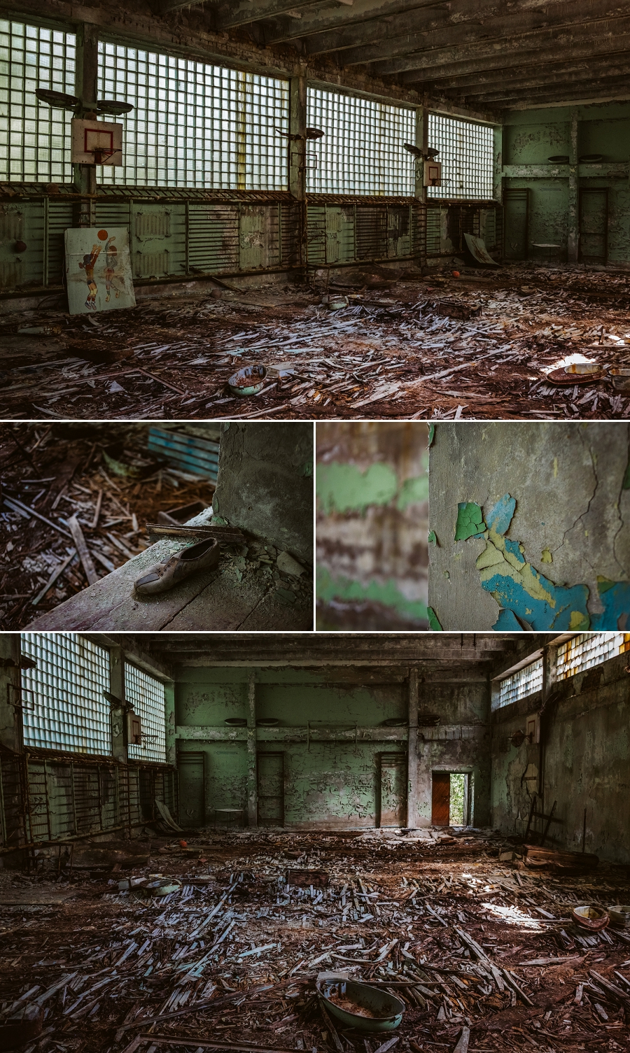 abandoned high school gymnasium in pripyat