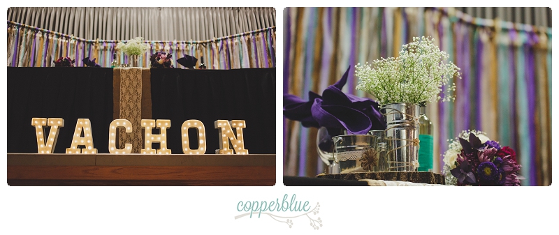 Ribbon backdrop and name in lights