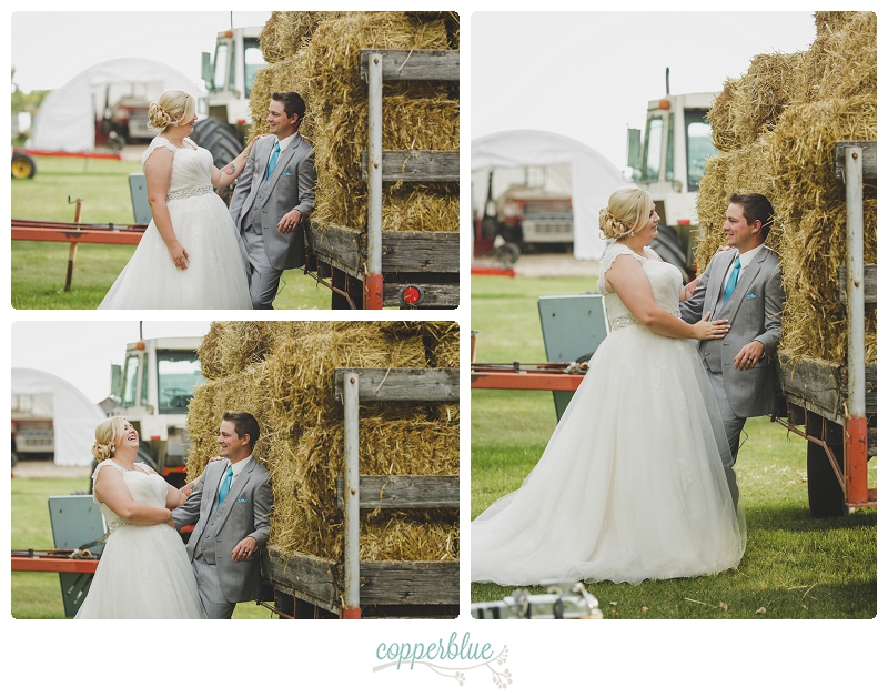 Farm wedding with bales