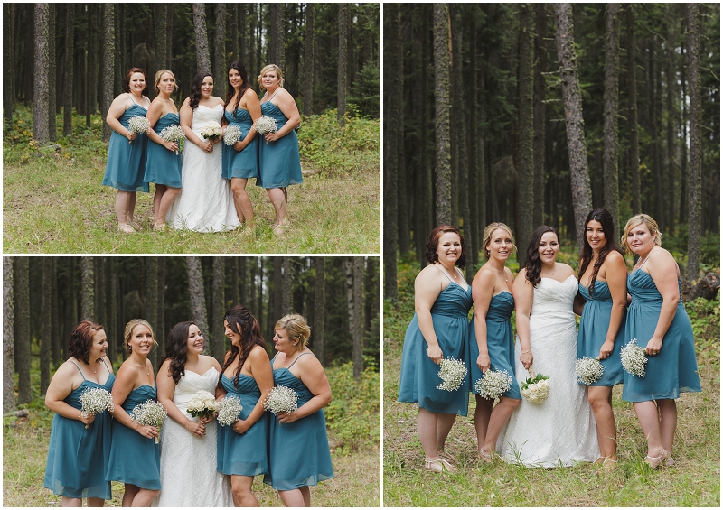 bridesmaids in forest