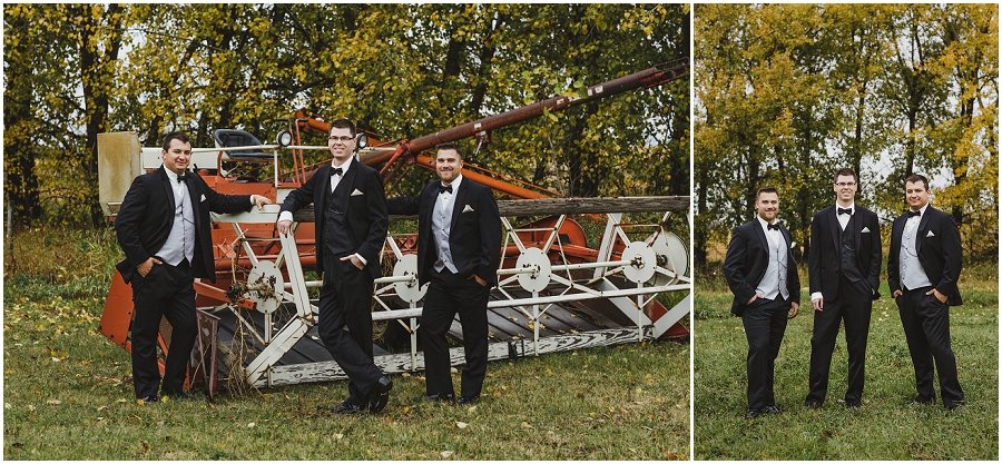groomsmen at farm wedding