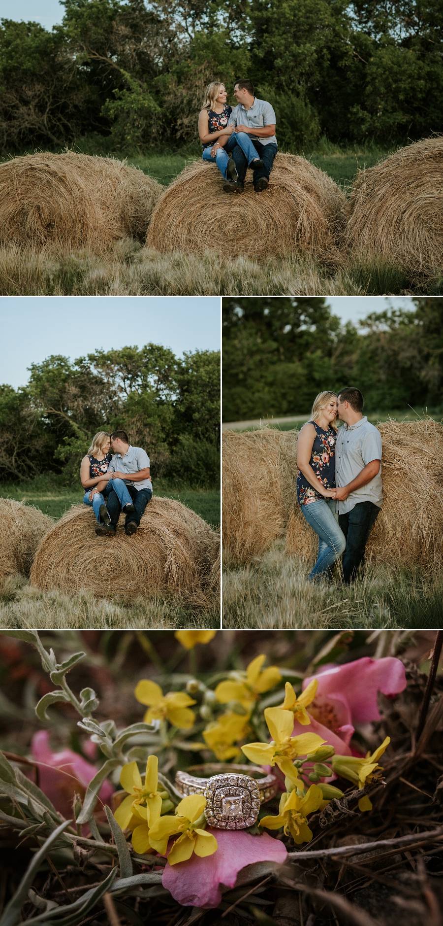 engagement photos with haybales