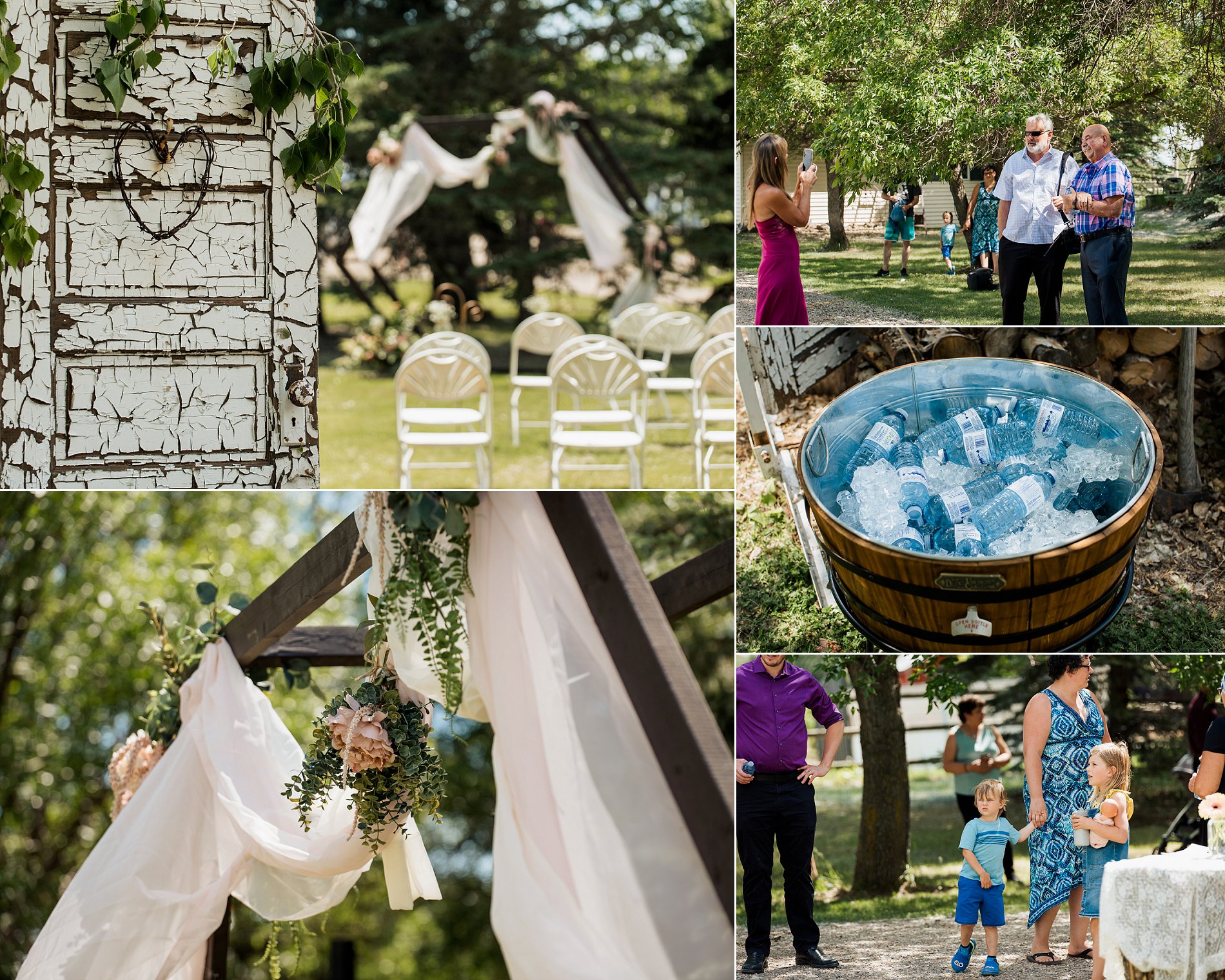 Guests arrive at a backyard wedding in Prince Albert, Saskatchewan.