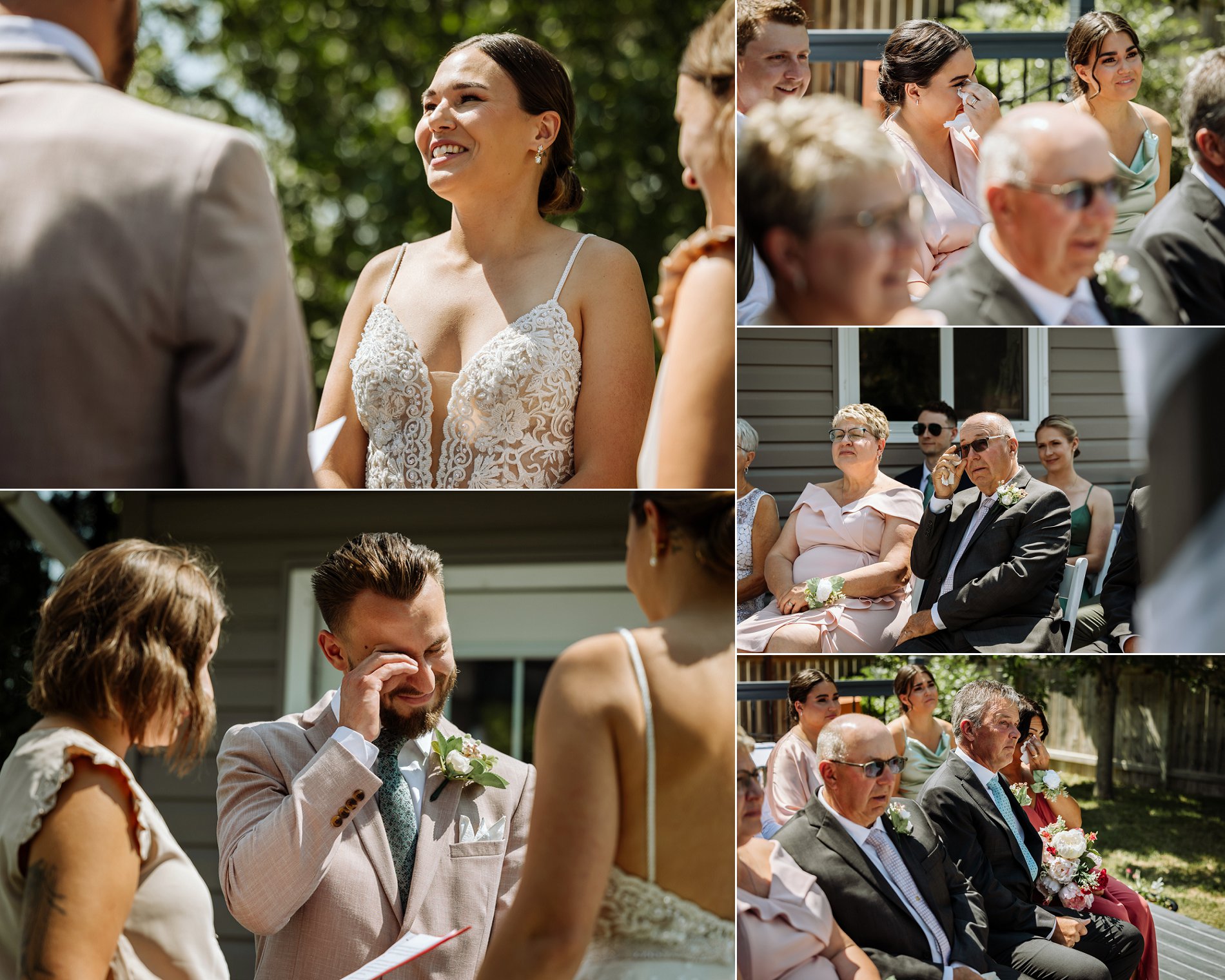 An emotional backyard wedding ceremony in Saskatoon as the bride and groom say their vows.