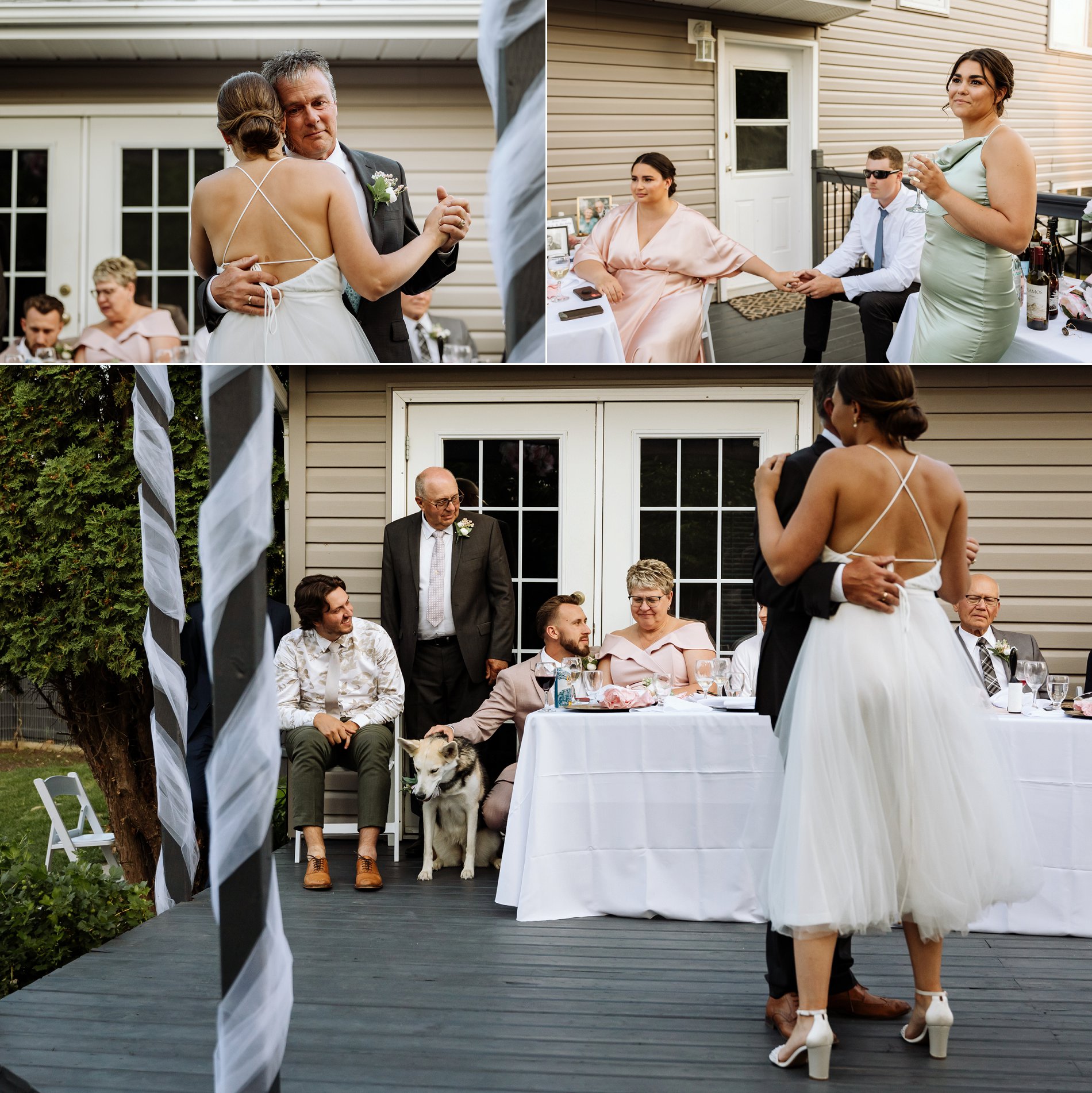 An emotional father-daughter dance on the deck at a Saskatoon wedding.
