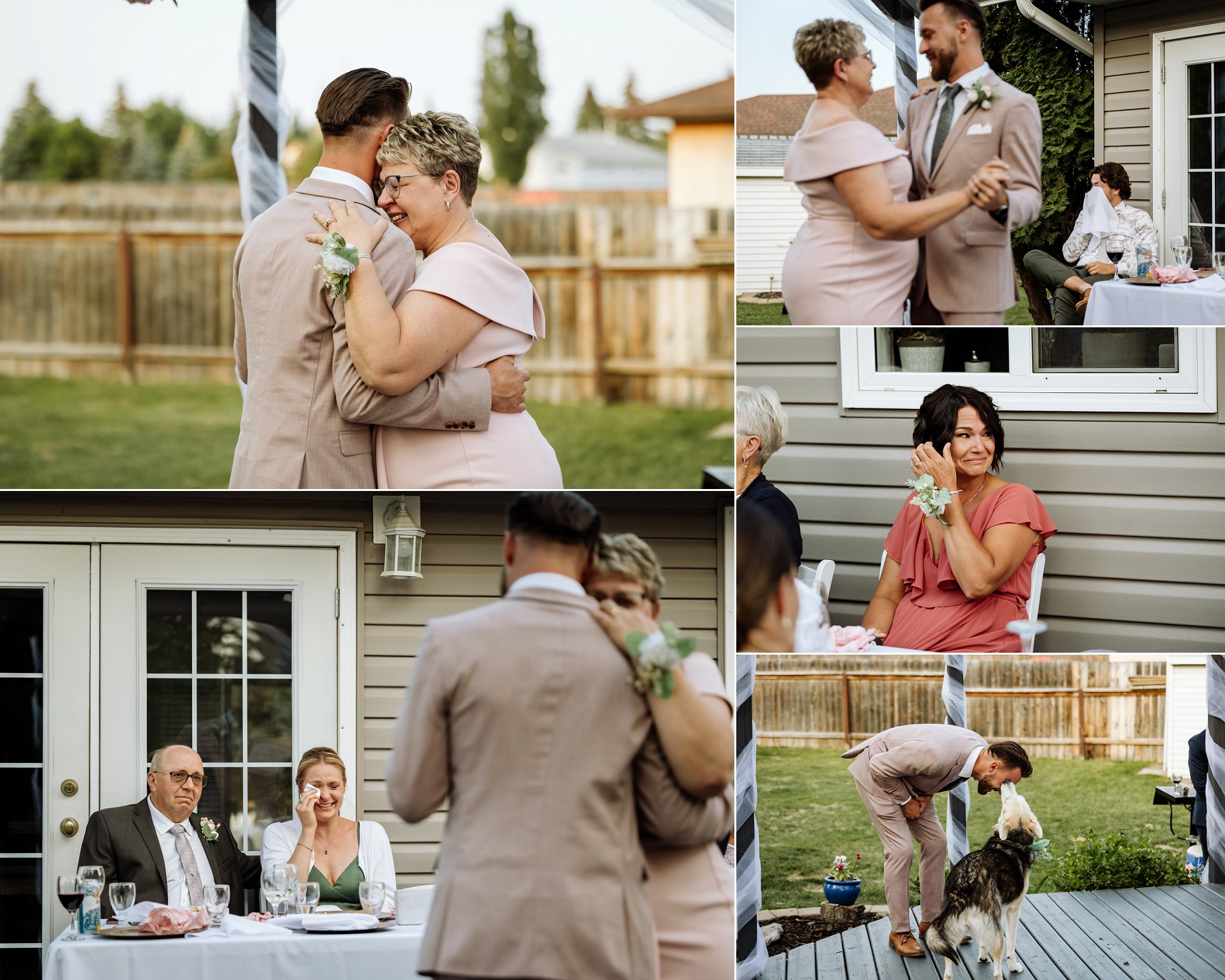 An emotional mother-son dance at a backyard wedding in Saskatoon.
