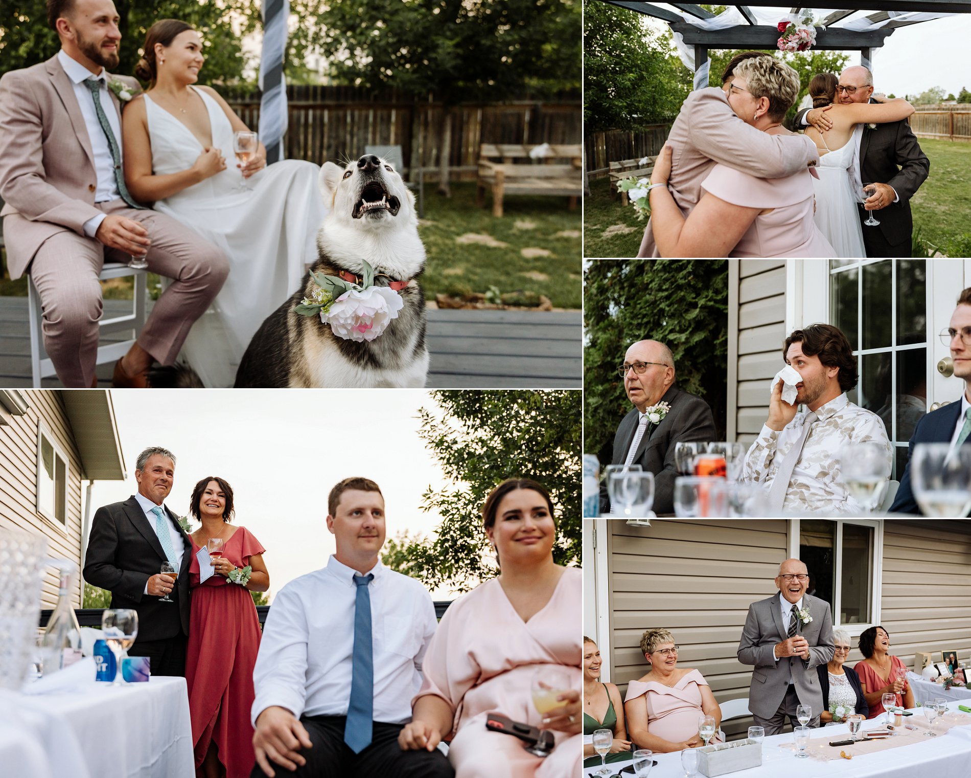 Documentary storytelling wedding photography at a backyard wedding in Saskatoon.