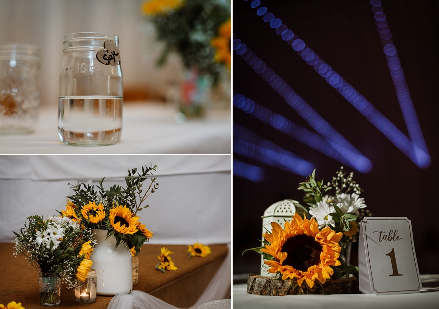 rustic wedding details at saskatchewan wedding with sunflowers