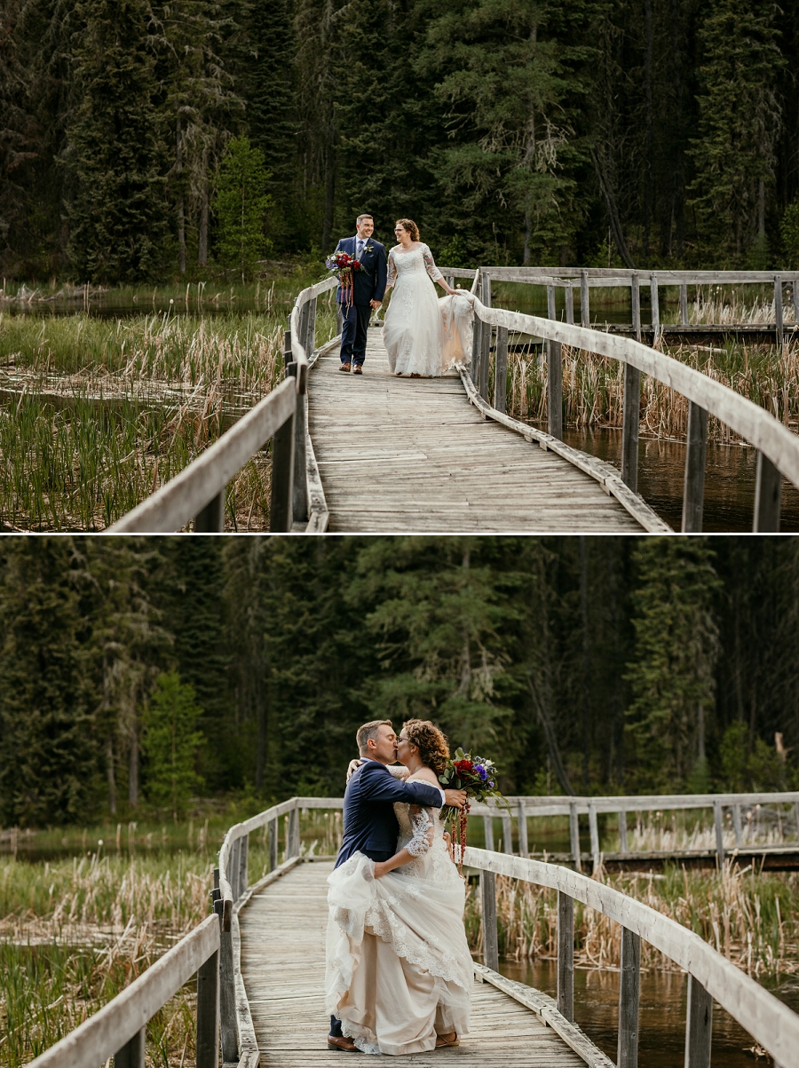 wedding photos at waskesiu river