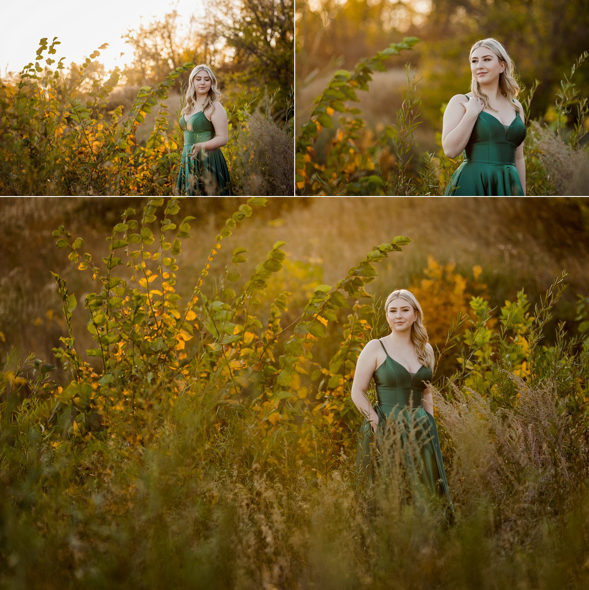 Graduation portraits with autumn colors in the tall grass