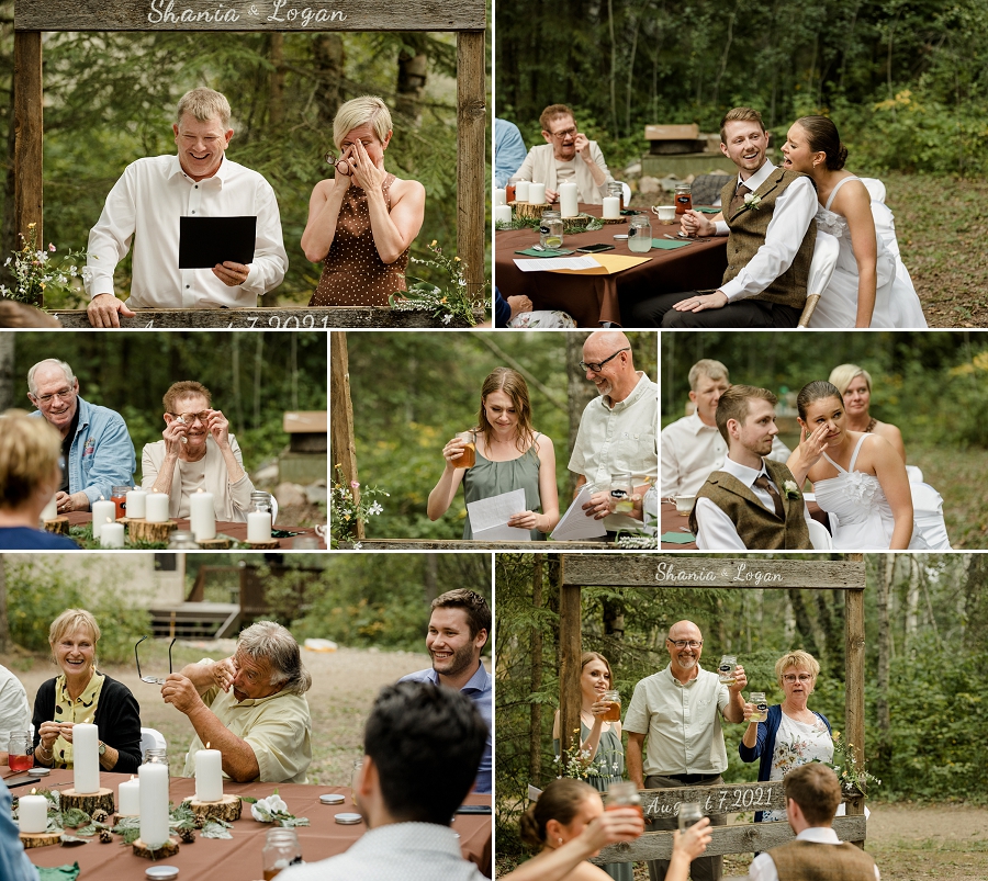 outdoor wedding reception in the forest