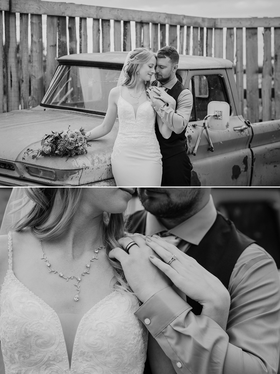 wedding photos with vintage truck