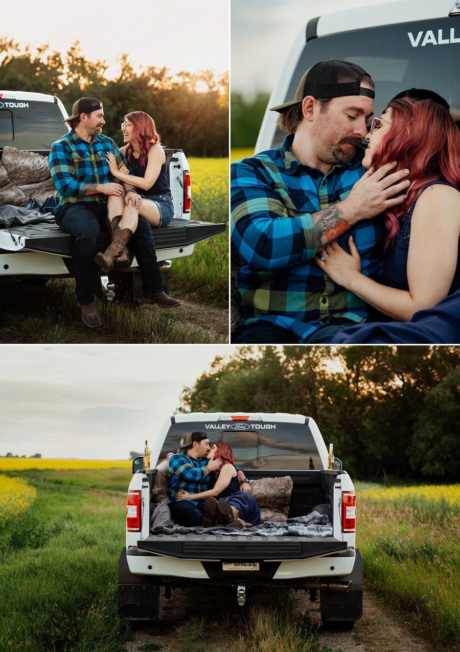 saskatoon engagement portraits with truck