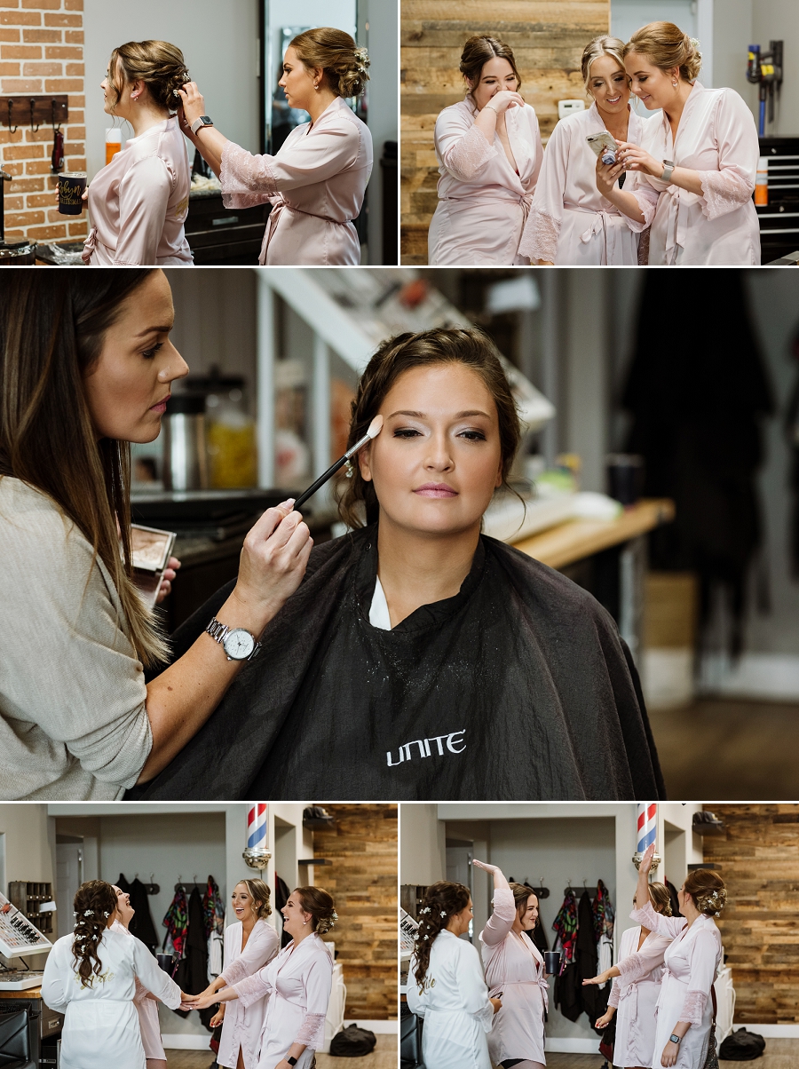 bride getting ready at passions beauty studio in warman