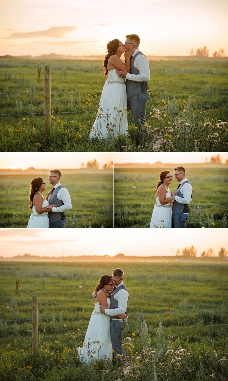 sunset photos of bride and groom