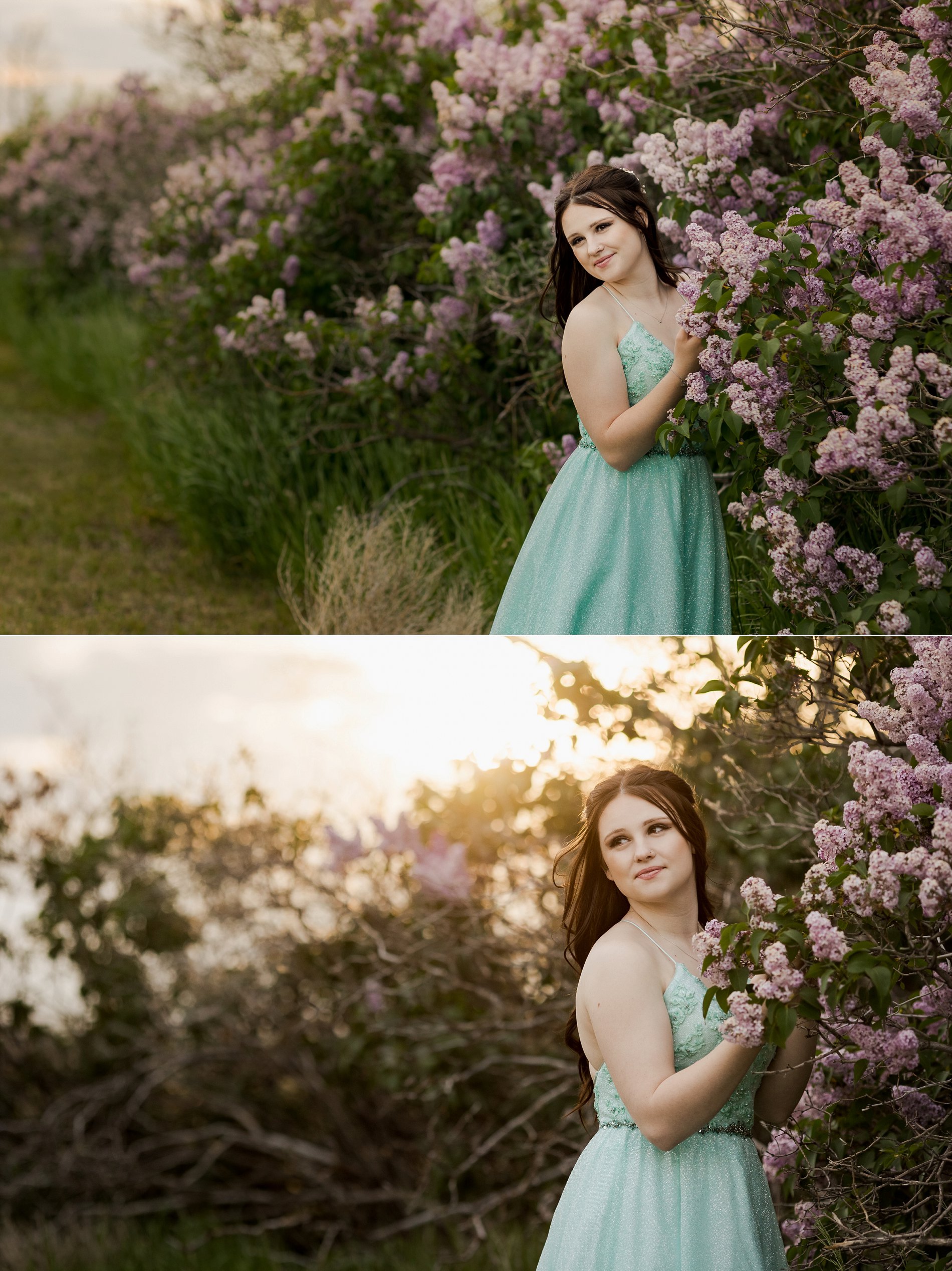 Saskatoon high school grad photos at golden hour in the lilacs.