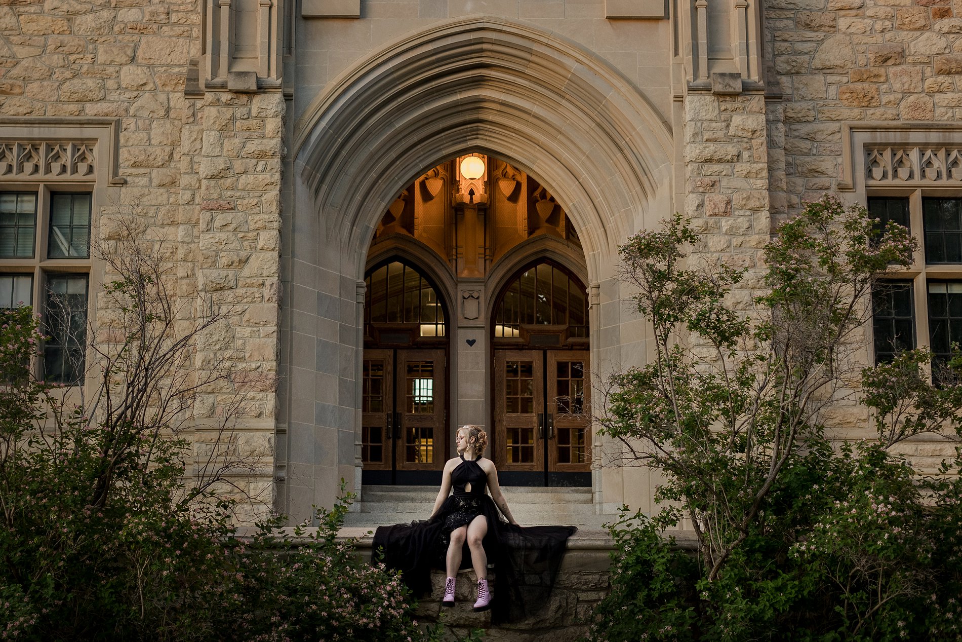 Marion Graham Collegiate graduate posing for graduation photos at the University of Saskatchewan.