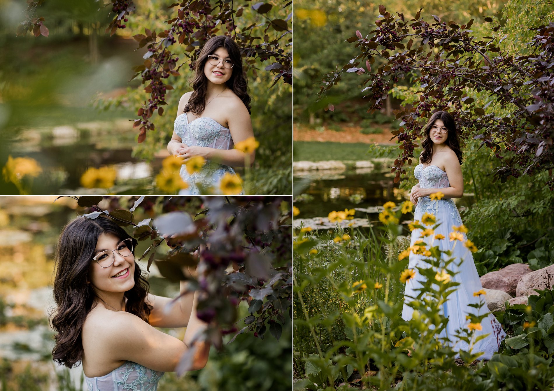 High school graduation photos in a beautiful garden