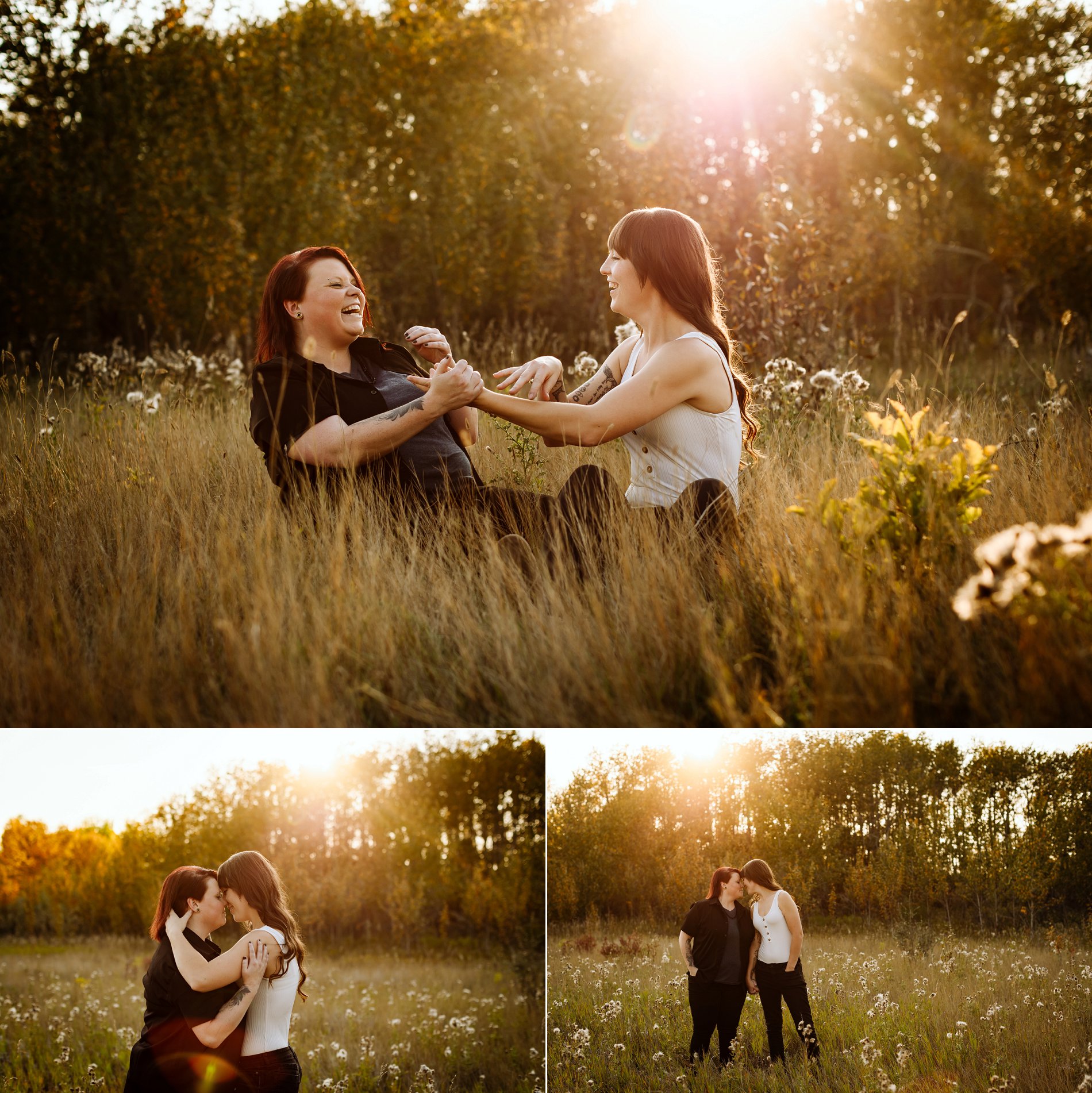 Lesbian wedding proposal photography in Saskatoon.
