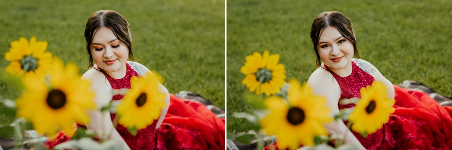grad photos with sunflowers