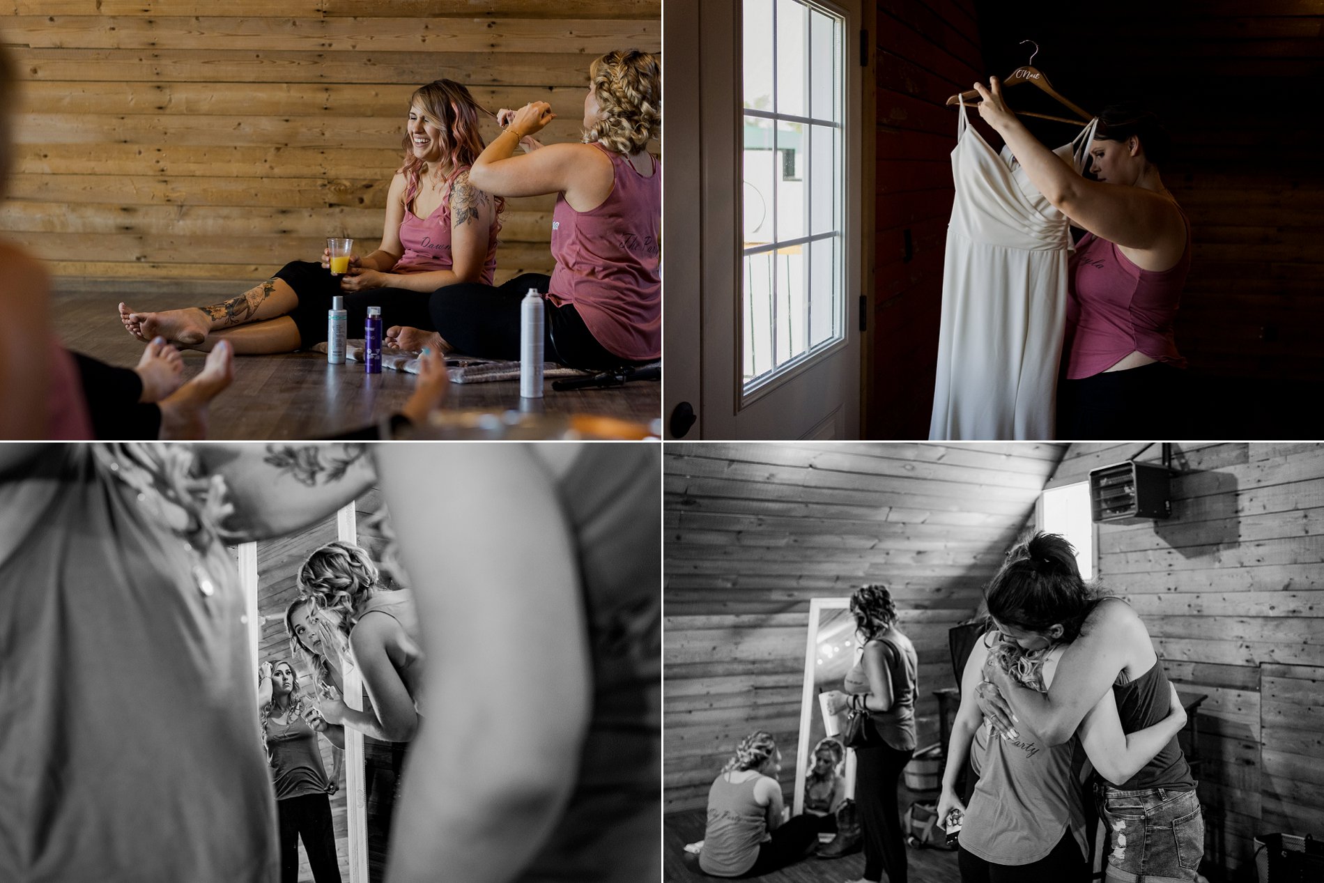 candid moments with bridesmaids at a saskatoon wedding